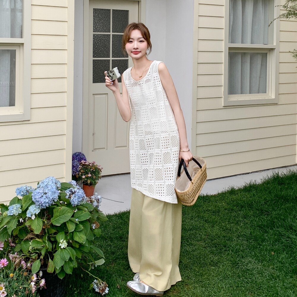 甜美风时尚套装蕾丝花边短袖衬衫上衣休闲阔腿裤两件套,女装套装/套裙,2C166
