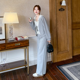 日常休闲穿搭灰色连帽卫衣套装女初春秋超火好看减龄阔腿裤两件套，女装套装/套裙，2D078