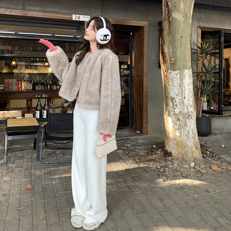 现货~~！！！皮毛一体仿皮草大衣搭配今年流行裤子 P195 裤子p95图片