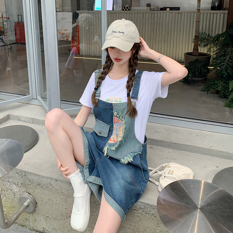 【现货】新中式复古刺绣拼色背带裤套装P130K180,女装套装/套裙,2D148