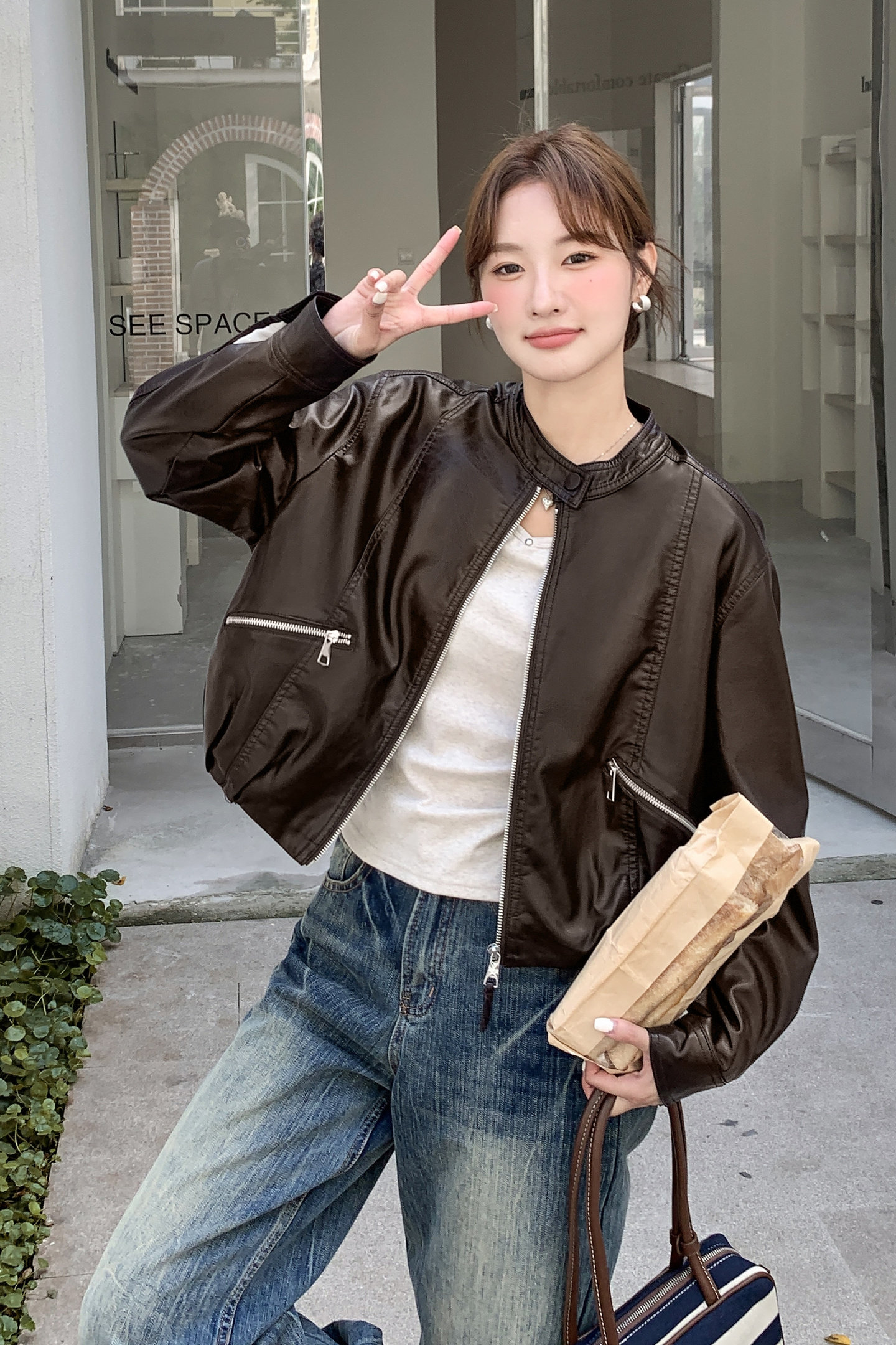2026冬季短款皮衣加绒棉衣立领染发出90-6882#-P185-K275,女装皮衣,2C290