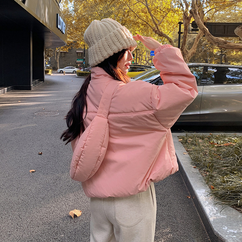 现货！粉色棉衣配送单肩包可爱短款小棉衣加厚保暖外套女,女装棉衣/棉服,衣珂纱朗