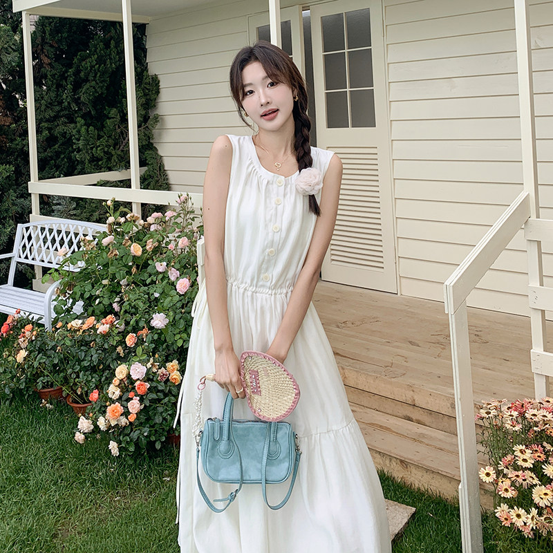 新品现货纯色女装精品连衣裙圆领无袖2C107-88005-1-P118-K168,女装连衣裙,2C107