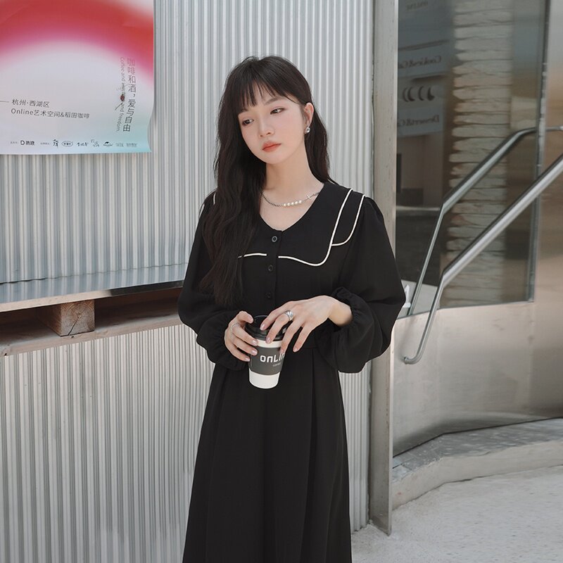 大货以备2025秋季新款双层领连衣裙061901P115K168,女装连衣裙,2C032