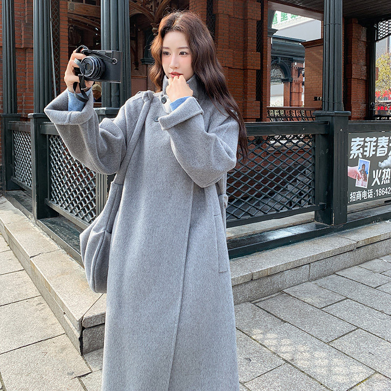 2025秋冬新款高级感毛呢外套新款韩版小个子加厚赫本风呢子大衣女,女装羊绒大衣,2C300