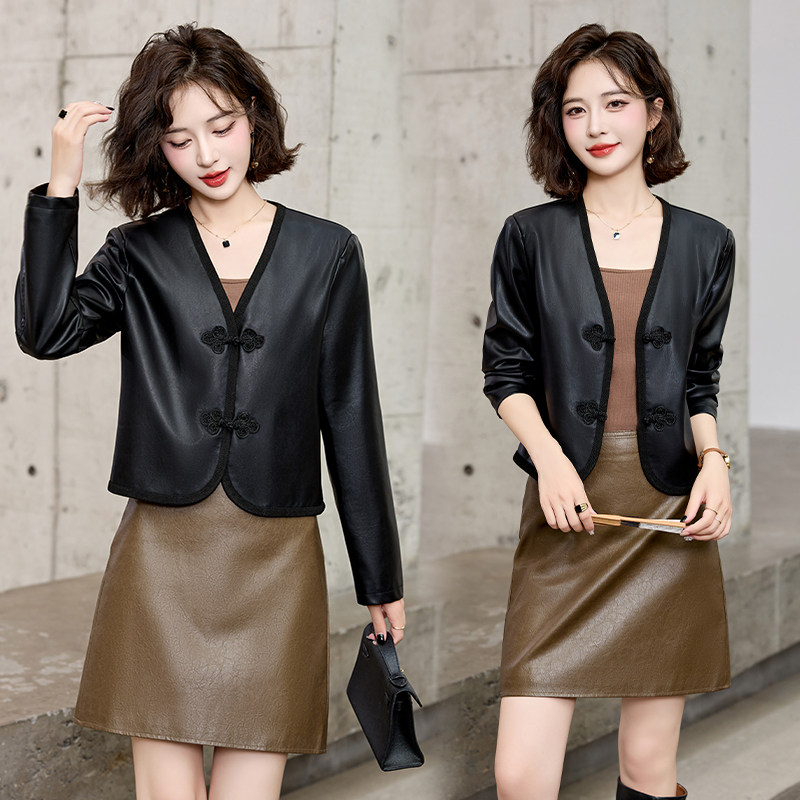 吾爱衣8605款风盘扣皮衣外套女短款潮流时尚显瘦百搭机车服上衣,女装皮衣,吾爱衣