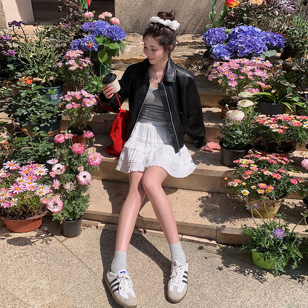 【精品】现货2025春季新款韩系皮衣外套短款2D036-8025-p120-k178,女装皮衣,2D036