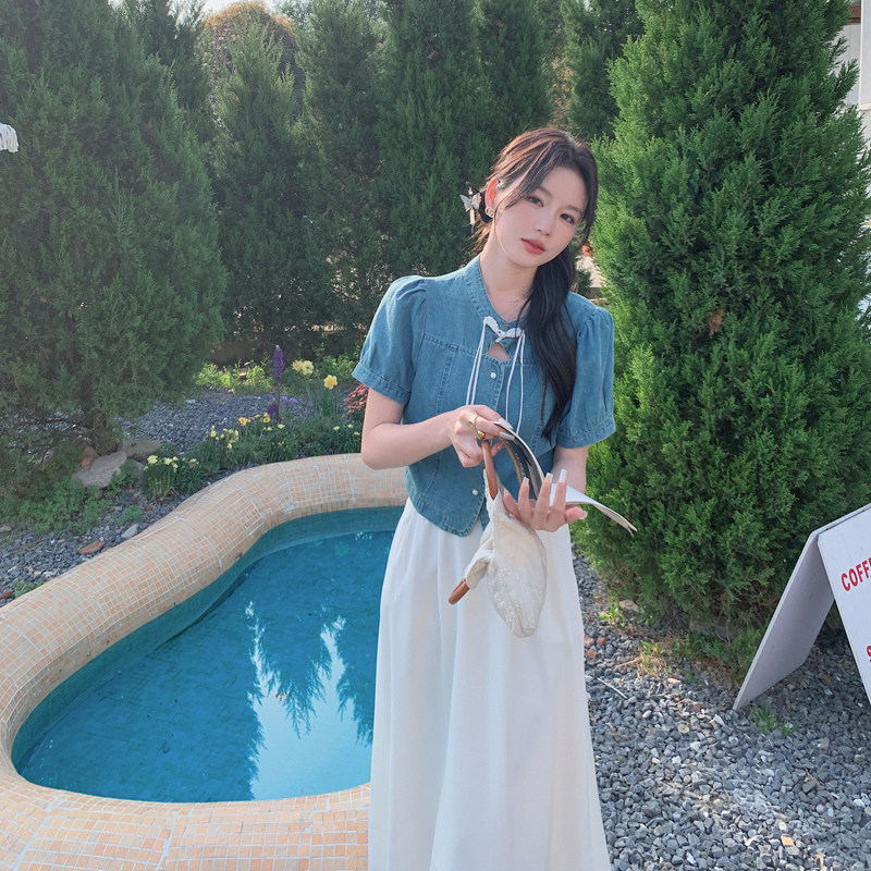 【档口现货】2025新款女装新中式牛仔休闲两件套266-P130-K180,女装套装/套裙,2C266