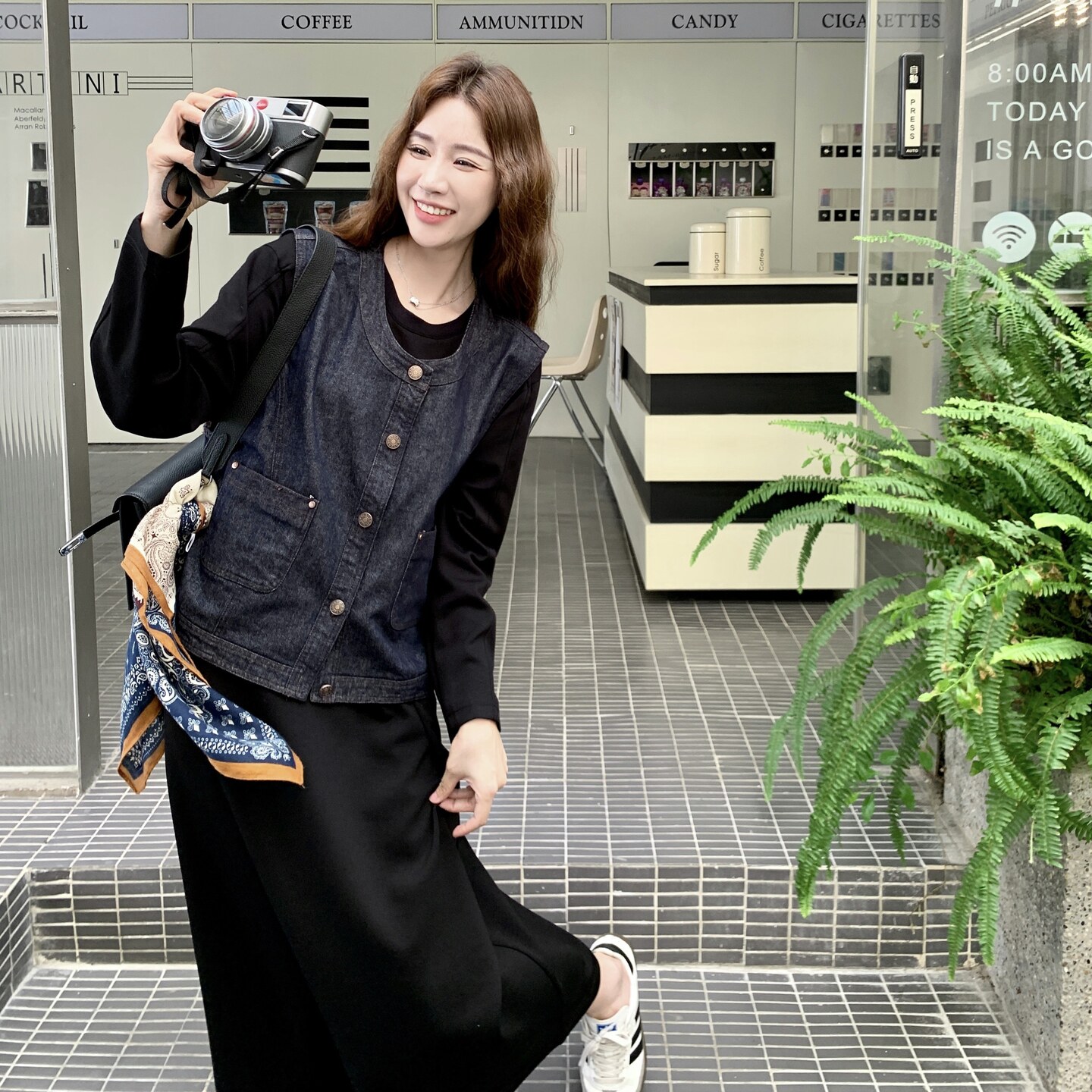 新款现货秋季休闲时尚牛仔马甲套装配丝巾2C098-9025P160K238,女装套装/套裙,2C098