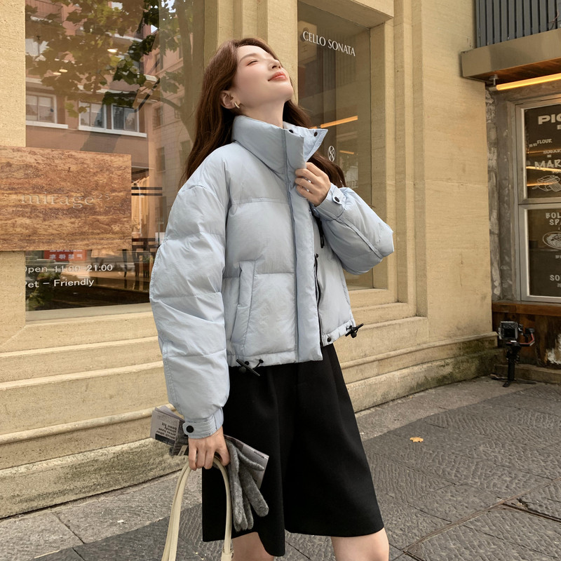 新款羽绒服女短款韩版立领简约加厚小个子高级感面包服外套潮,女装羽绒服,2B114
