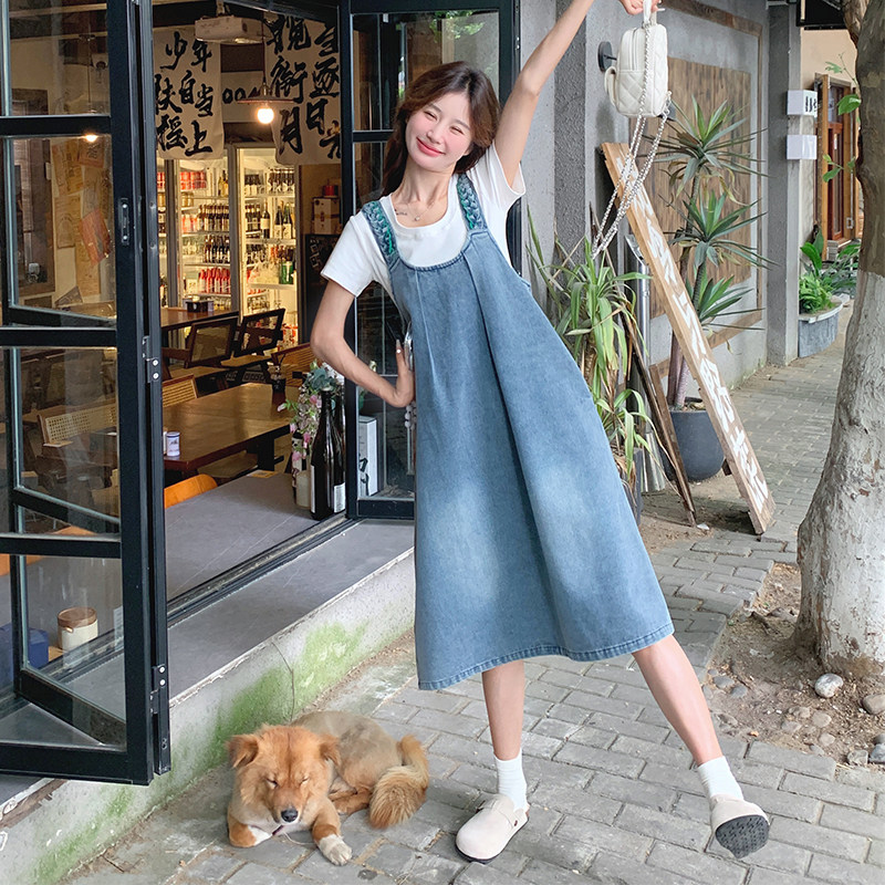 新品【现货】设计感编织带新款牛仔背带连衣裙8832-P115-K168,女装连衣裙,2C030