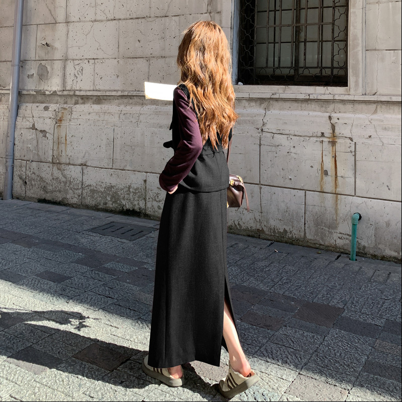 黑色潮流时髦范减龄套装裙女2025新款设计感马甲上衣半身裙三件套,女装套装/套裙,2D036