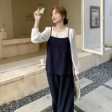 时尚韩系套装女春秋新款设计感小众上衣吊带衫阔腿裤三件套，女装套装/套裙，2C166