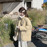 现货黄色好看减龄毛绒拼色羽绒服5821-P265-K398，女装羽绒服，2C159