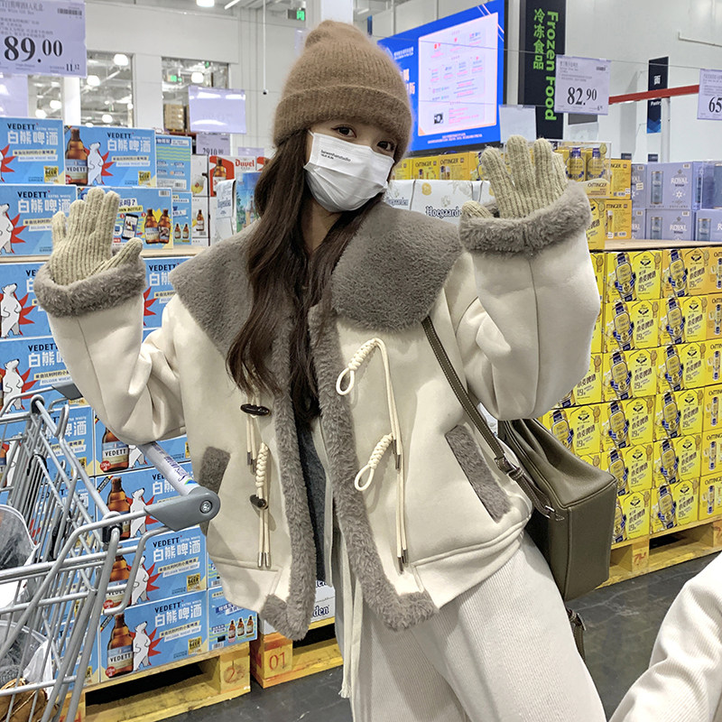 (现货)加厚中式娃娃领皮毛一体短外套D0918-P175-K258,女装短外套,2C373