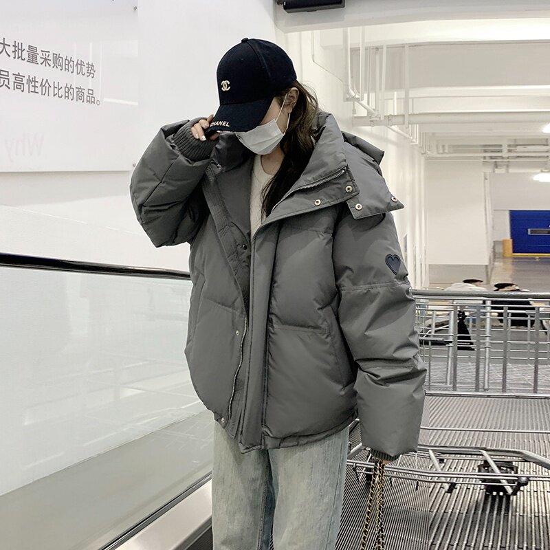 高级感炸街灰色短款羽绒服女冬2024年新款独特超好看亮世秋外套潮,女装羽绒服,2C196