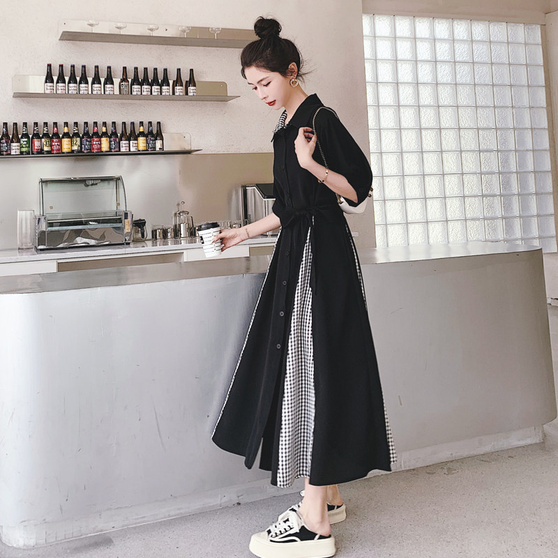 2025夏装下摆开叉拼接连衣裙2C069-L636-P115K168,女装连衣裙,2C069