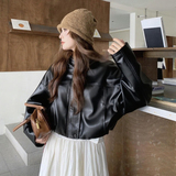 设计感显瘦连帽PU皮衣外套女2025春秋季新款韩版宽松休闲夹克上衣，女装皮衣，2C082