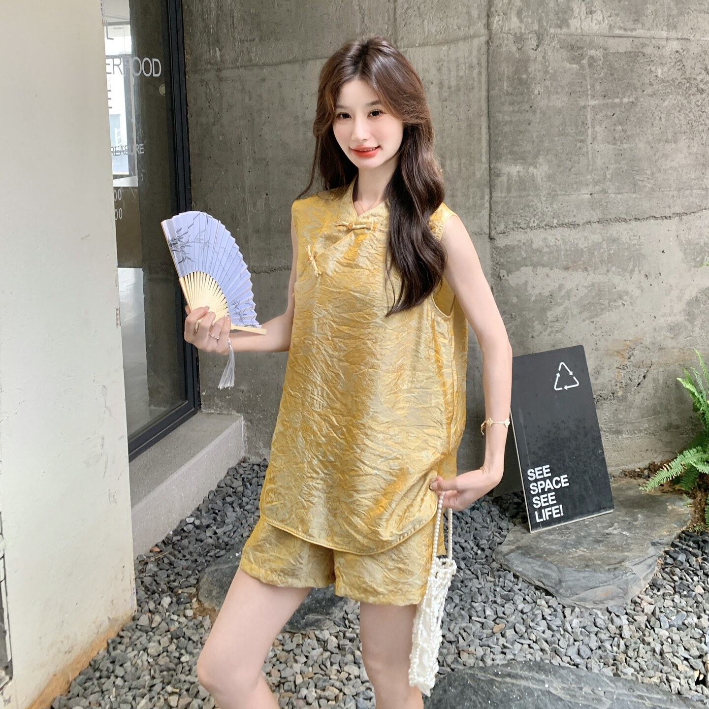现货：夏装新款新中式风盘扣复古套装两件套2C135-8857P145K218,女装套装/套裙,2C135