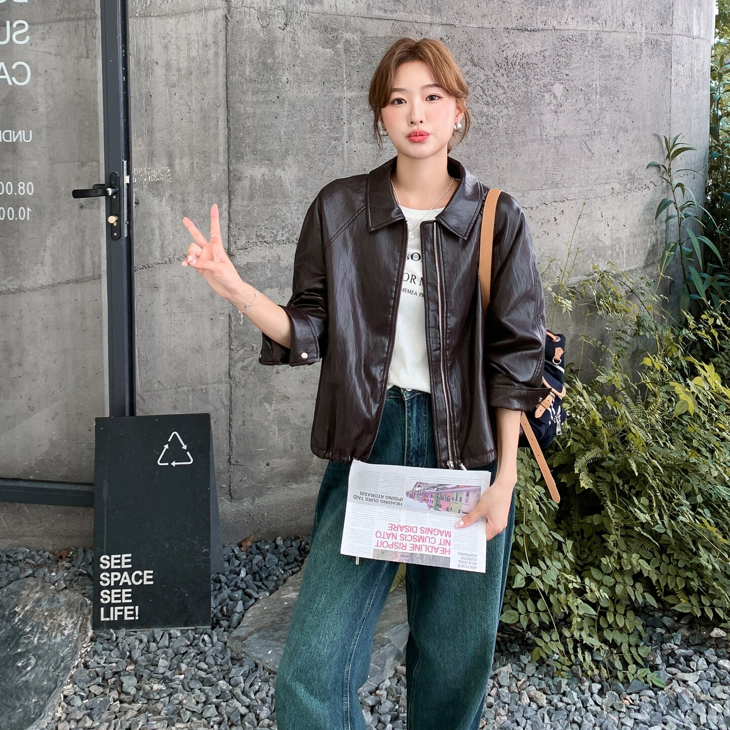 秋装新款现货女士精品蛋白皮短外套2C271-9556-P150K228,女装皮衣,2C271