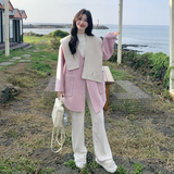 减龄甜美粉色双面呢羊毛外套女秋冬2025新款巨好看爆款多巴胺大衣，女装羊绒大衣，2C056