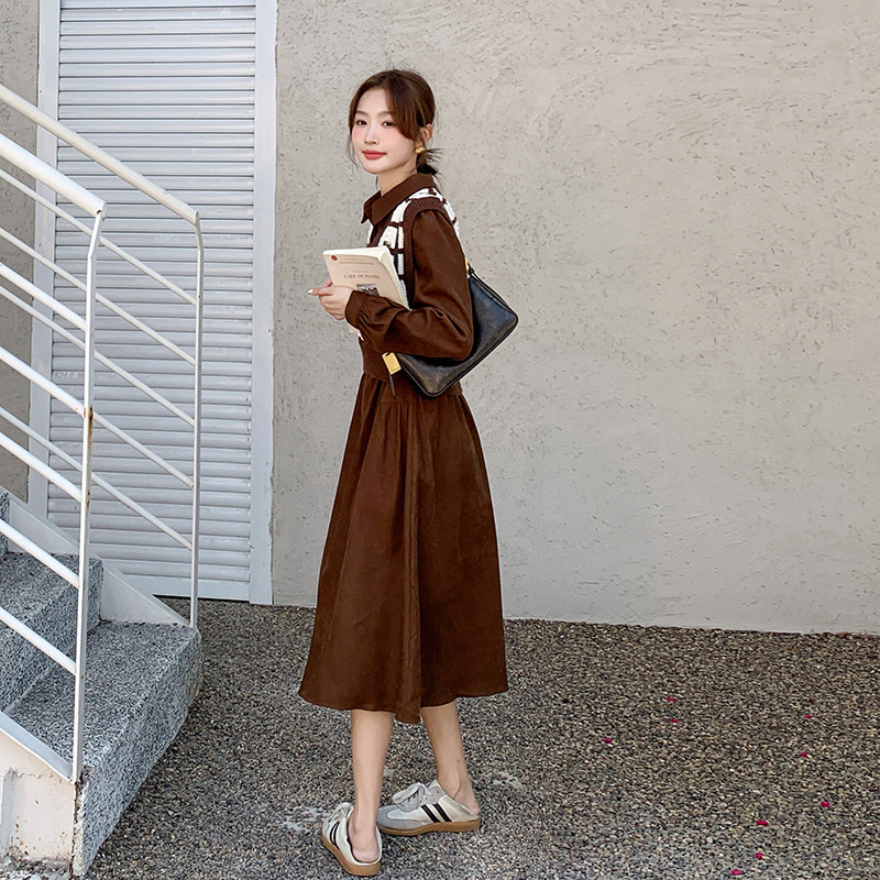 【现货】2025新款针织条纹背心衬衫连衣裙两件套装3066P140K198,女装连衣裙,2C166