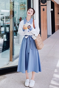 高级感超好看衬衫连衣裙女春秋2024新款法式茶歇今年流行漂亮长裙图片