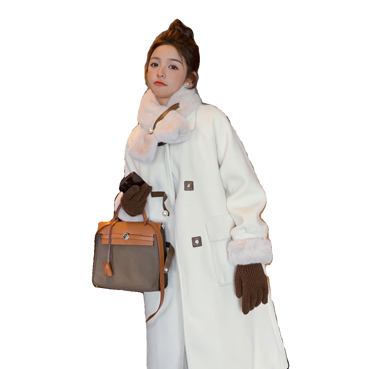 现货主推附买家秀呢料派克服加绒珍珠扣2C075-089A-P215-控298,女装毛呢外套,2C075