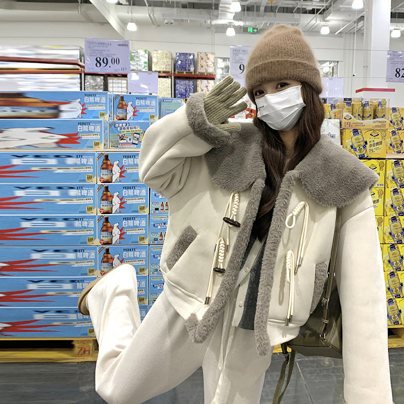 (主推)加厚中式娃娃领皮毛一体短外套D0918-P175-K258,女装短外套,2C373
