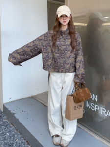 时尚立领提花外套女2025秋季新款韩版宽松显瘦休闲夹克棒球服上衣图片