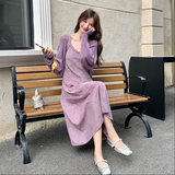 紫色法式气质御姐范吊带连衣裙套装女2026秋季新款针织开衫两件套，女装套装/套裙，2C159
