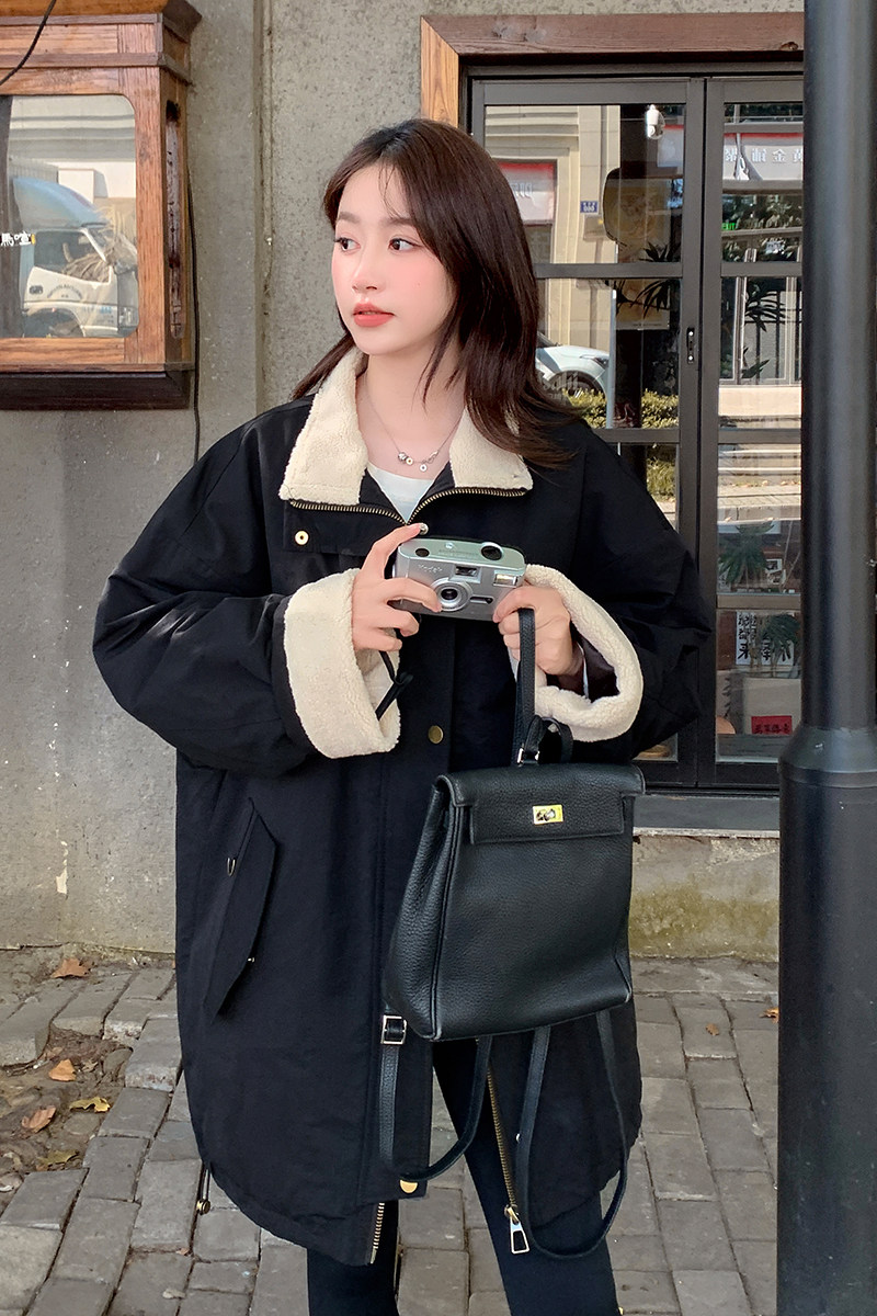 主推中长款羊羔毛领羽绒服羽绒内胆工装派克服2C086-2509P245K368,女装羽绒服,2C086