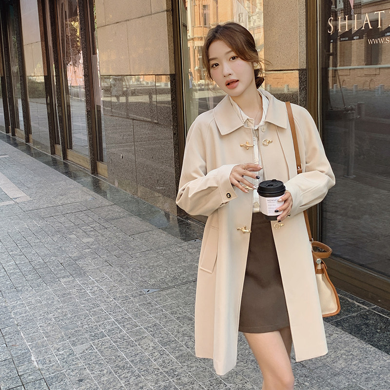 飞机扣翻领风衣外套女春秋2025新款小个子经典流行百搭洋气减龄,女装风衣,2C269
