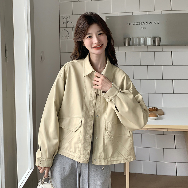 欧货奶huhu皮衣外套女春秋2025新款复古流行pu皮短夹克高级小个子,女装皮衣,2C218