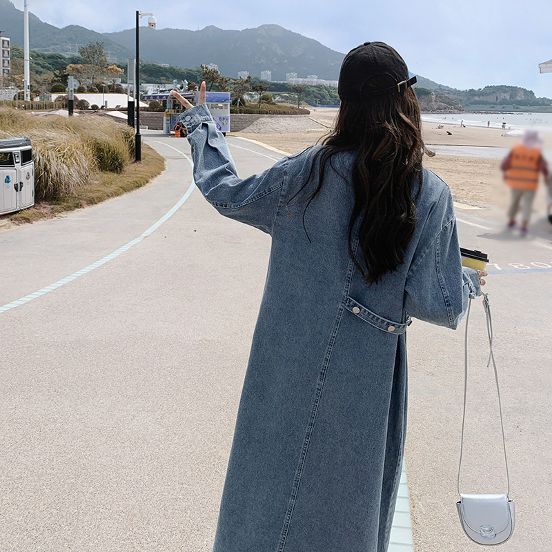 现货2C0287702P135K189复古长袖长款牛仔衬衫外套连衣裙,女装连衣裙,2C028