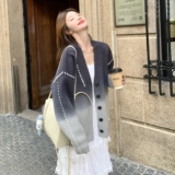 慵懒风渐变色针织外套女2025秋新款超好看高级感洋气减龄毛衣开衫，女装针织衫/毛衣，2C258
