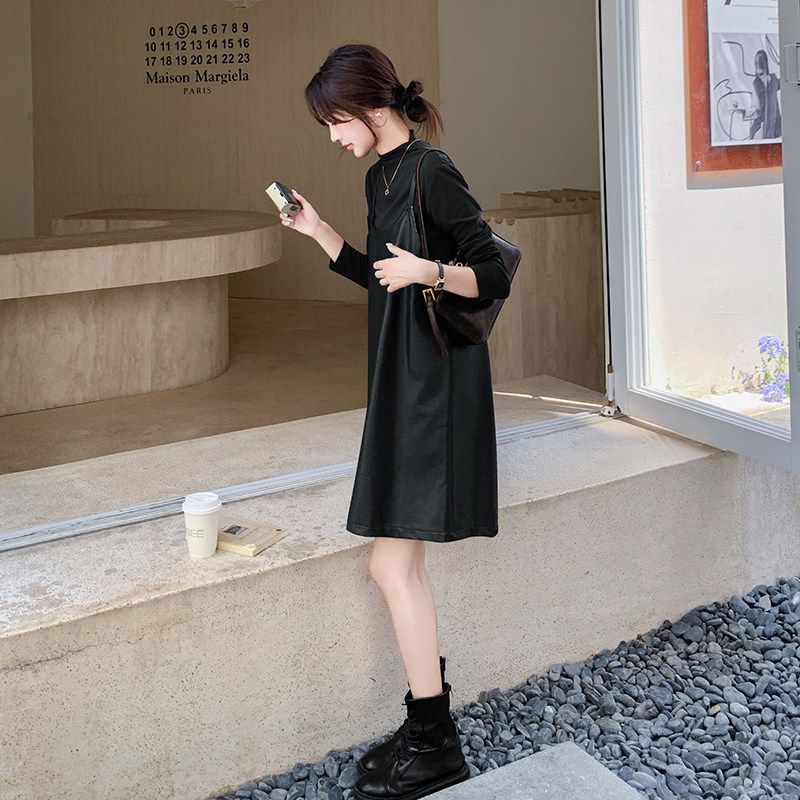 美拉德高级穿搭咖色连衣裙套装女春秋2025新款超火pu吊带裙两件套,女装套装/套裙,2C113