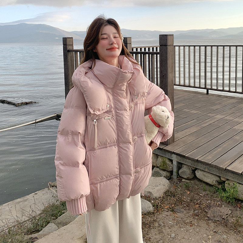 羽绒服女冬韩系中长款2024冬新款时尚超好看连帽韩系外套小个子厚图片