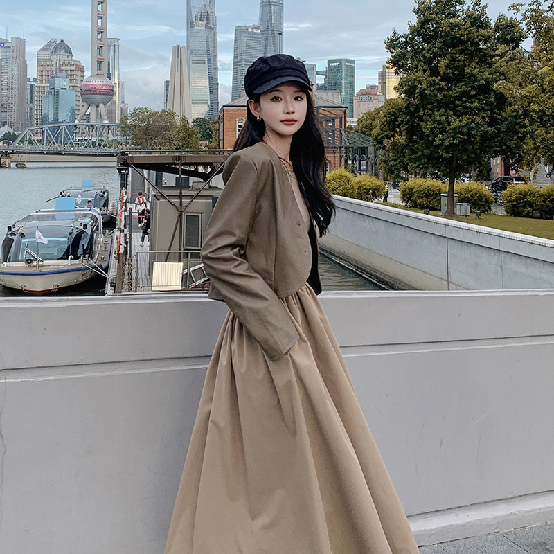 秋季皮衣外套打底连衣裙两件套3032外套P125控178裙子P115控168,女装套装/套裙,2C166