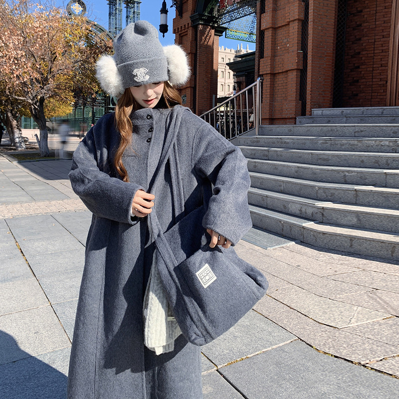 复古氛围感英伦风双面呢羊毛大衣女2025冬季新款长款气质毛呢外套,女装羊绒大衣,2C115