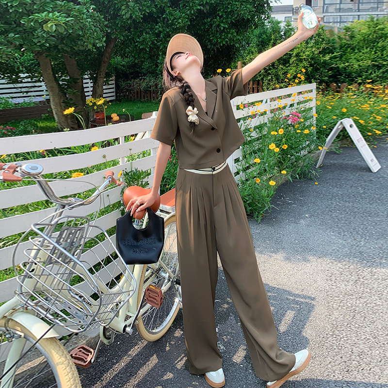 2024现货薄款两件套小西装套裤,女装套装/套裙,1D066-1