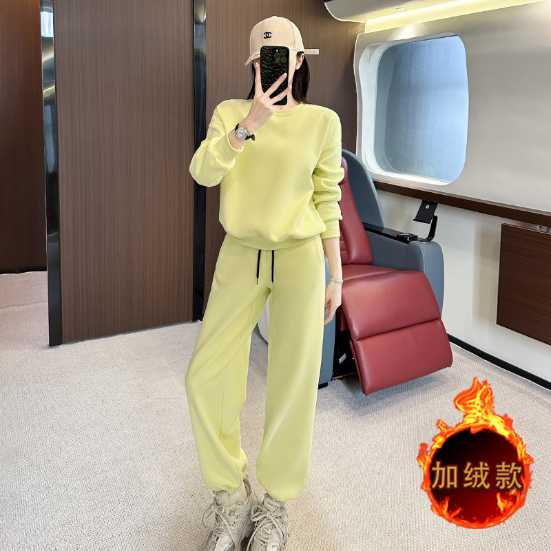 秋冬季套头宽松圆领减龄卫衣两件套潮,女装套装/套裙,2C310