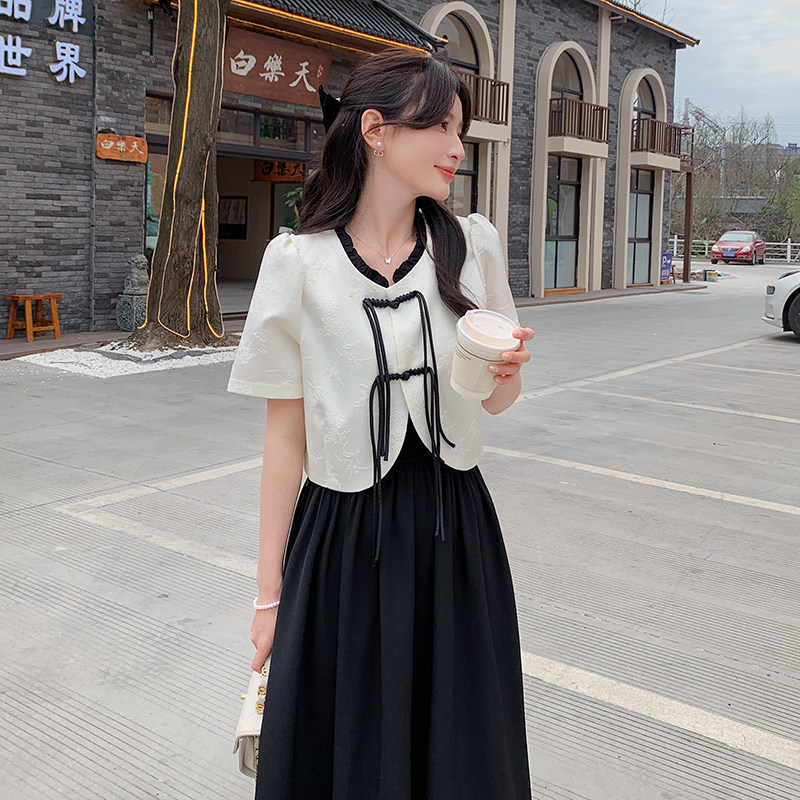 新款新中式加外套吊代连衣裙女两件套批145控208,女装套装/套裙,2C295
