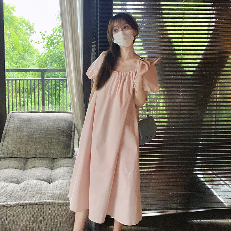 设计感小心机露背连衣裙女夏季2025新款法式宽松显瘦甜美约会长裙,女装连衣裙,2C032