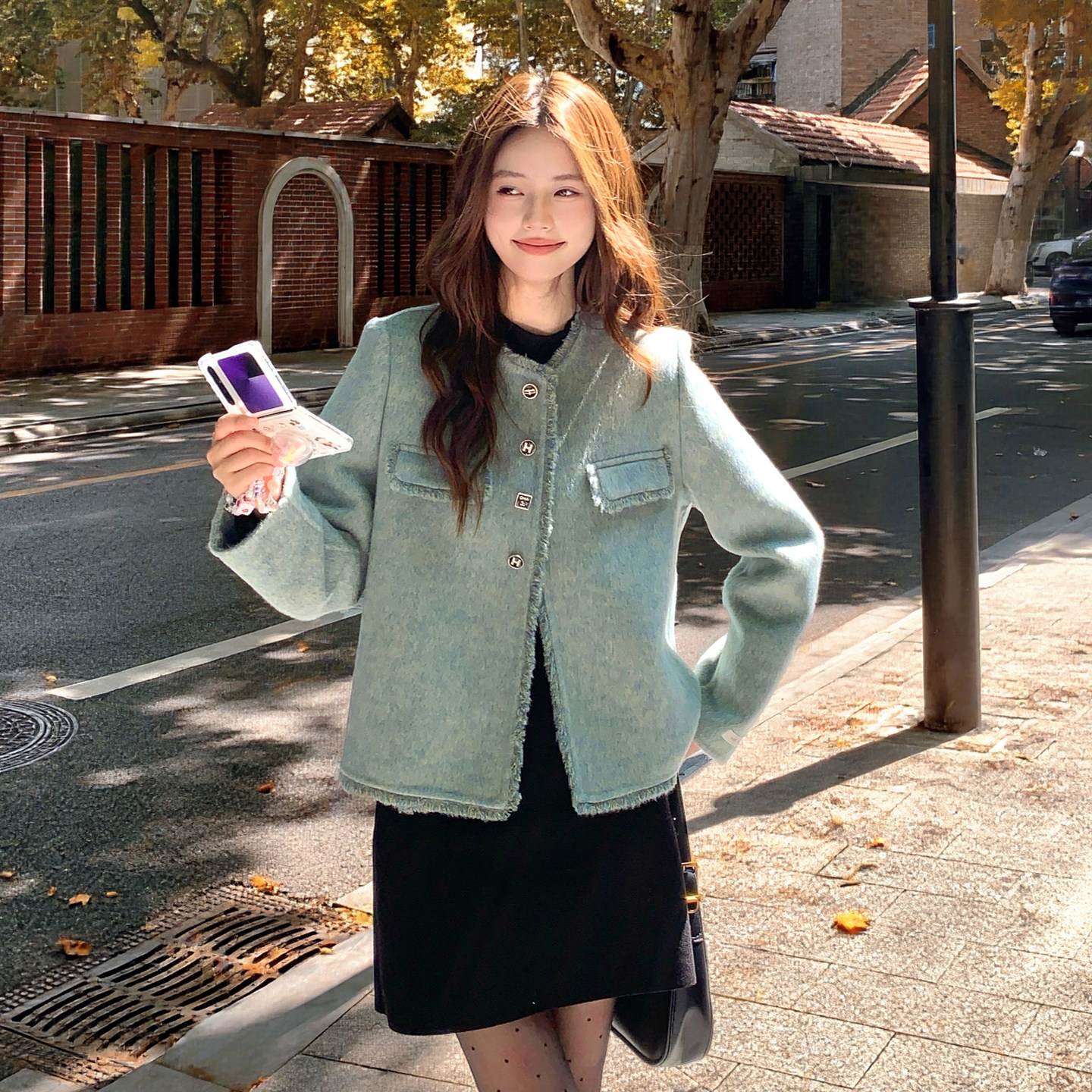 小香风双面呢羊毛外套女2025秋冬新款法式高级感气质显瘦流苏上衣图片