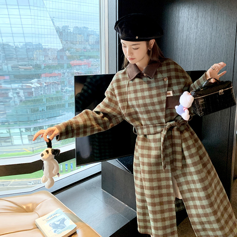 新品现货主推秋冬贴标格子毛呢外套2C032865P165K248,女装毛呢外套,2C032