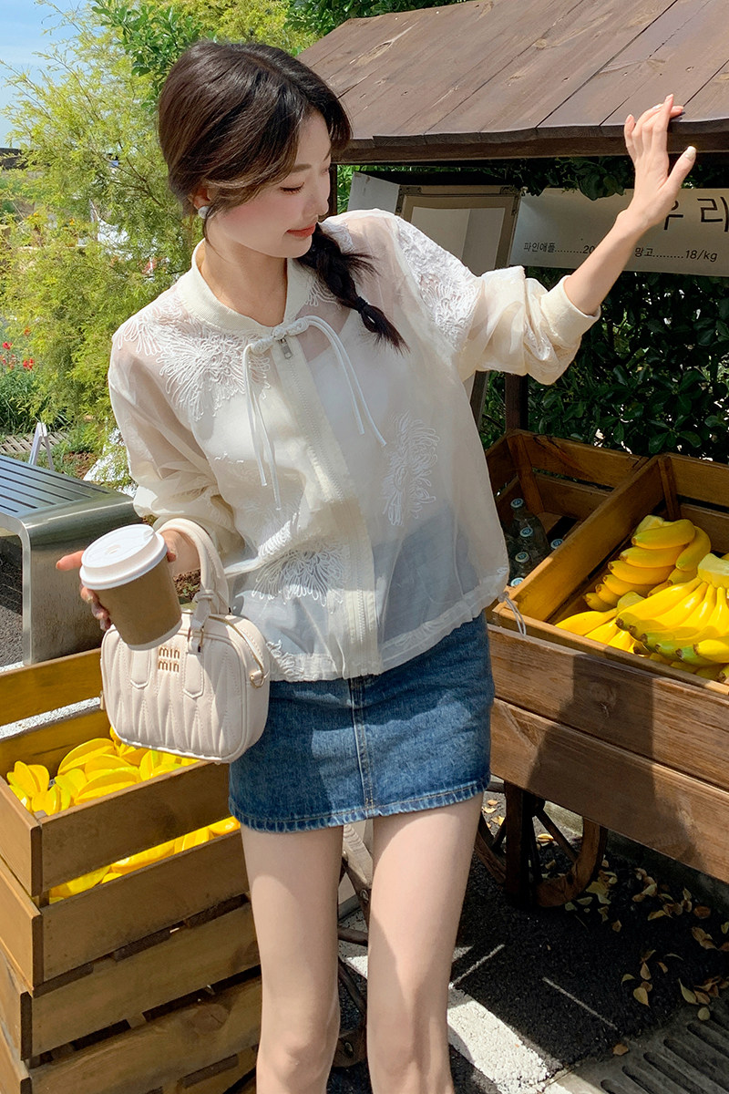 【】新中式风复古刺绣薄款防晒空调服短外套P80K130,女装短外套,2D148