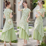 现货！25夏装新款新中式旗袍连衣裙假两件修身显瘦连衣裙2D044，女装连衣裙，衣珂纱朗