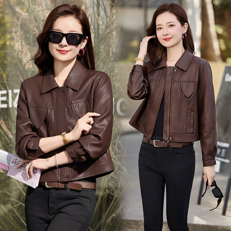 【现货】春装新品高级感皮衣外套女时髦显瘦2512-1C115-P120-K188,女装皮衣,吾爱衣