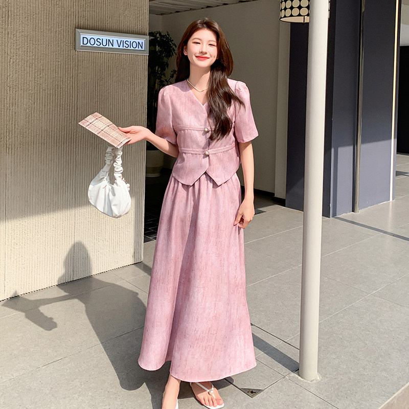 夏款粉色风新中式套装两件套2C122-8842-P135-K208,女装套装/套裙,2C122